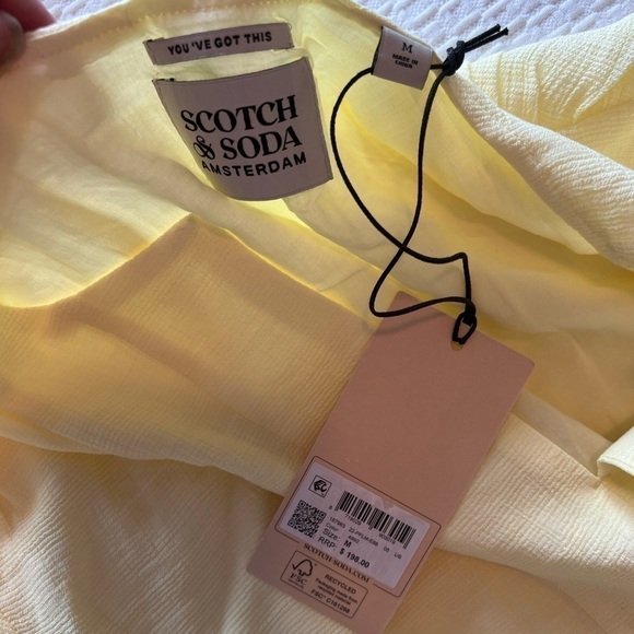 NWT Scotch & Soda Yellow Midi Length Paneled Dress Gathering Details - Picture 15 of 16